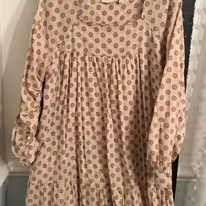Happy X Nature. Polka Dot Long Sleeve Dress. Boho, cottagecore style. Size L